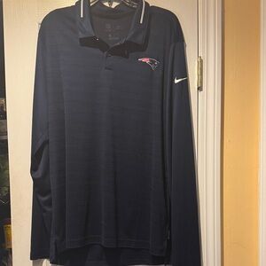 Nike Men's Dark Blue Long Sleeve New England Patriots Polo Large